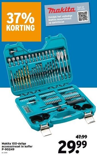 GAMMA Makita 100-delige accessoireset in koffer p-90249 aanbieding
