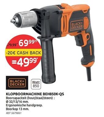 Brico Black + decker klopboormachine beh850k-qs aanbieding