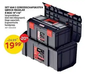 Brico Set van 2 gereedschapskisten qbrick regular r-box 19``+16`` aanbieding
