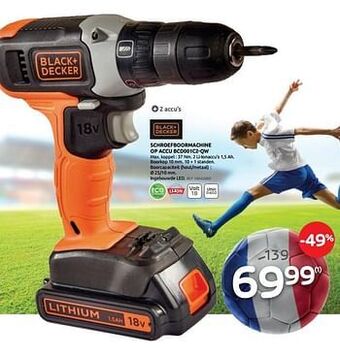 Brico Black + decker schroefboormachine op accu bcd001c2-qw aanbieding