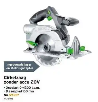 GAMMA Lux lools cirkelzaag zonder accu 20v aanbieding