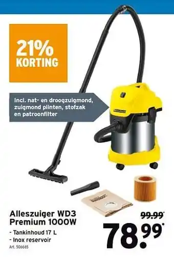 GAMMA Kärcher alleszuiger wd3 premium aanbieding