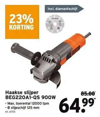 Black+decker haakse slijper beg220a1-qs