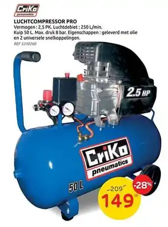Criko luchtcompressor pro