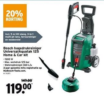 GAMMA Bosch hogedrukreiniger universalaquatak 125 home + car kit aanbieding