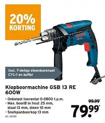 GAMMA Bosch klopboormachine gsb 13 re aanbieding