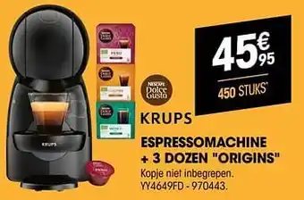 Electro Depot Krups espressomachine + 3 dozen origins yy4649fd aanbieding