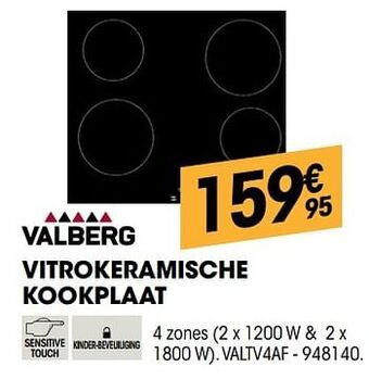 Electro Depot Valberg vitrokeramische kookplaat valtv4af aanbieding