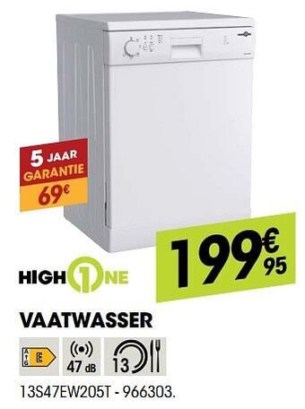 Electro Depot Highone vaatwasser 13s47ew205t aanbieding