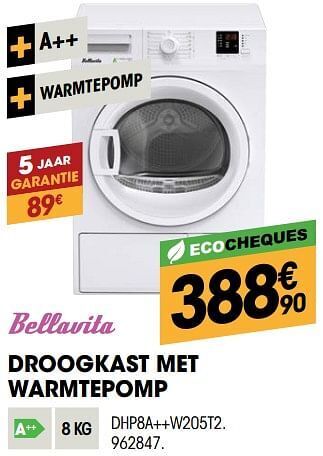 Electro Depot Bellavita droogkast met warmtepomp dhp8a++w205t2 aanbieding