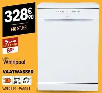 Whirlpool vaatwasser wfe2b19