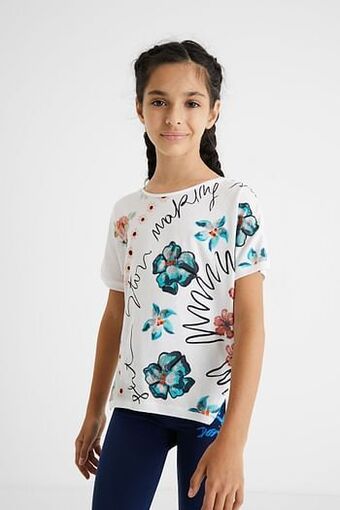 Comfortabel katoenen T-shirt - WHITE - 7/8
