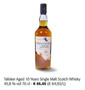 Colruyt Talisker aged 10 years single malt scotch whisky aanbieding