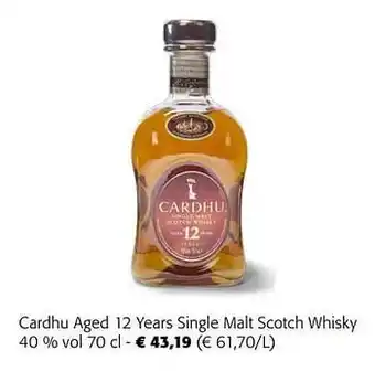 Colruyt Cardhu aged 12 years single malt scotch whisky aanbieding
