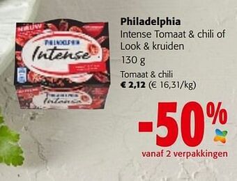 Colruyt Philadelphia intense tomaat + chili aanbieding