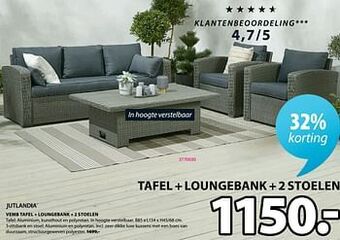 Jysk Vemb tafel + loungebank + 2 stoelen aanbieding