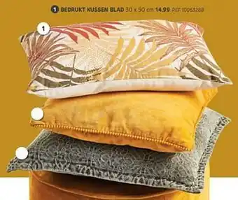 Brico Bedrukt kussen blad aanbieding