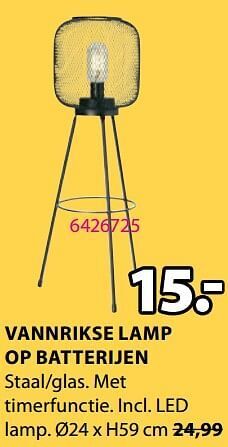 Jysk Vannrikse lamp op batterijen aanbieding