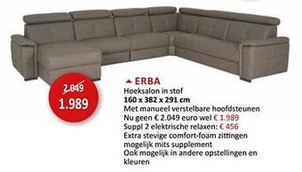 Erba hoeksalon in stof