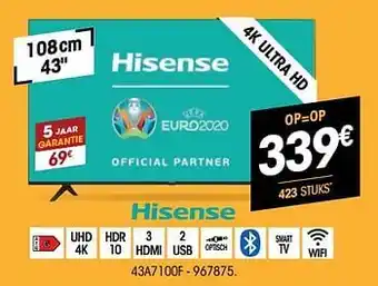 Electro Depot Hisense 4k ultra hd 43a7100f aanbieding