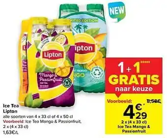 Carrefour Ice tea mango + passionfruit aanbieding