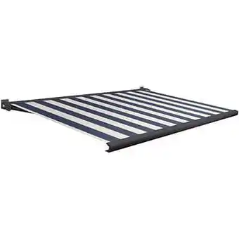 Brico Domasol zonnetent elektrisch met afstandsbediening ’Factor 20-A’ blauw/witte strepen 500 x 300 cm aanbieding