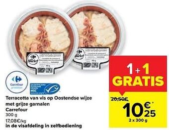 Carrefour Terracotta van vis op oostendse wijze met grijze garnalen carrefour aanbieding