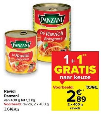 Carrefour Ravioli panzani aanbieding