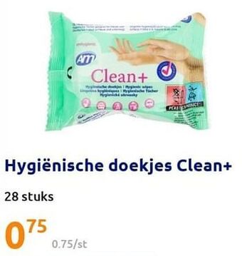 Action Hygiënische doekjes clean+ aanbieding