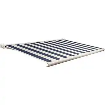 Brico Domasol zonnetent elektrisch met afstandsbediening ’Factor 20-C’ blauw/witte strepen 550 x 250 cm aanbieding