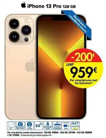 Carrefour Apple iphone 13 pro 128 gb aanbieding