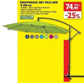 Hubo Zweefparasol met vrije arm aanbieding