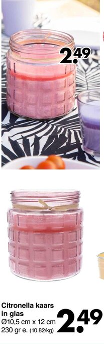 Wibra Citronella kaars in glas aanbieding