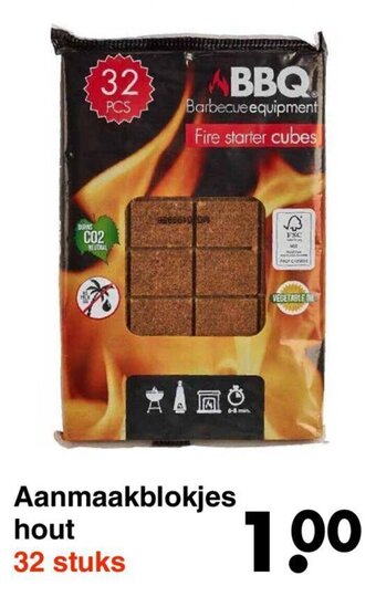 Wibra Aanmaakblokjes hout aanbieding