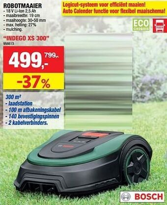 Hubo Bosch robotmaaier indego xs 300 aanbieding
