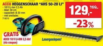 Hubo Bosch accu heggenschaar ahs 50-20 li aanbieding