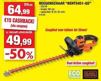 Hubo Black + decker heggenschaar behts451-qs aanbieding