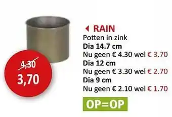 Weba Rain potten in zink aanbieding