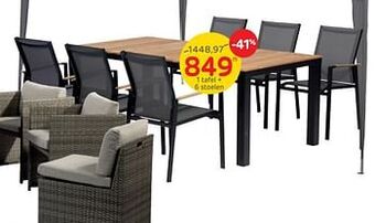 Brico 1 tafel + 6 stoelen aanbieding