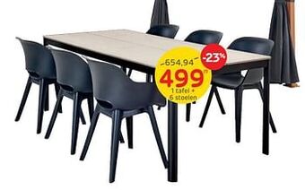 Brico 1 tafel + 6 stoelen aanbieding