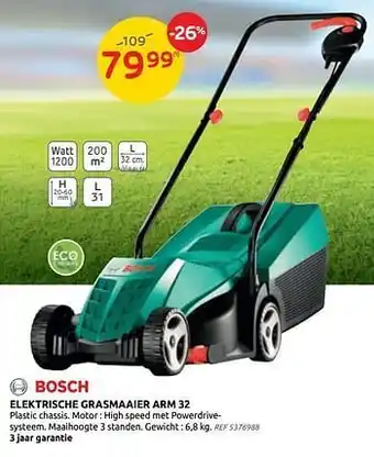 Brico Bosch elektrische grasmaaier arm 32 aanbieding