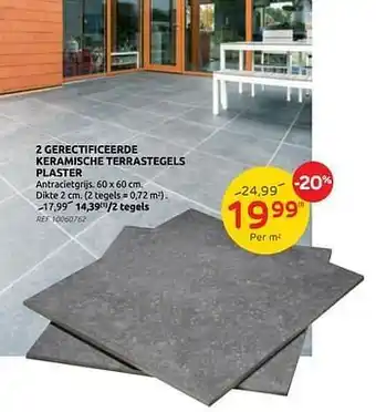Brico 2 gerectificeerde keramische terrastegels plaster aanbieding