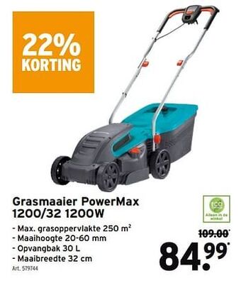 GAMMA Gardena grasmaaier powermax 1200-32 aanbieding