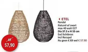 Etel pendel naturel of zwart