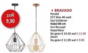 Bravado pendel e27 zwart