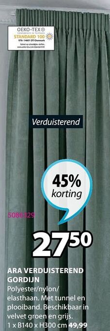 Jysk Ara verduisterend gordijn aanbieding