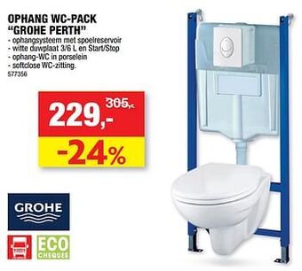 Hubo Ophang wc-pack grohe perth aanbieding