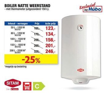 Hubo Boiler natte weerstand aanbieding
