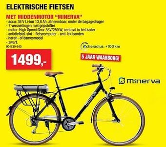 Hubo Elektrische fiets met middenmotor minerva aanbieding