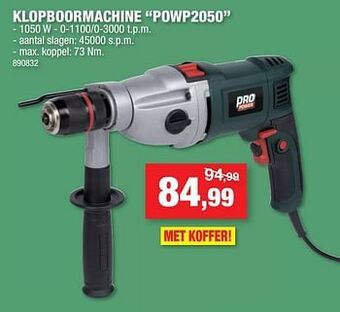 Hubo Powerplus klopboormachine powp2050 aanbieding